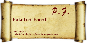 Petrich Fanni névjegykártya